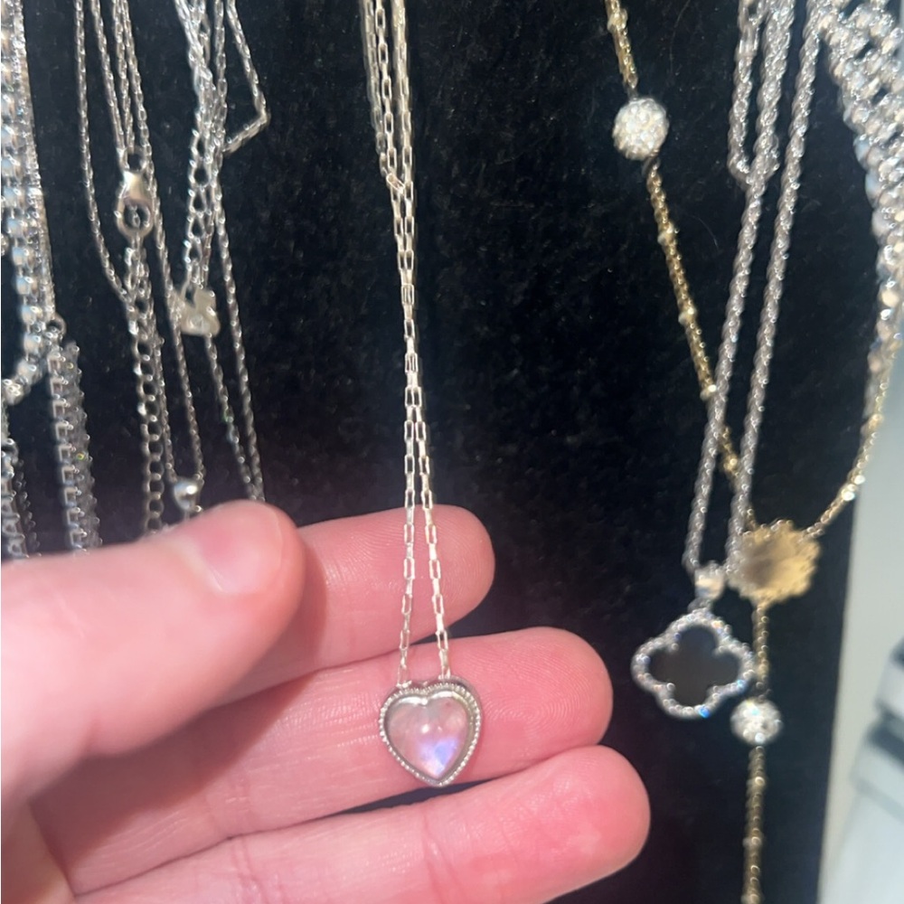 Rainbow moonstone Heart Pendant Necklace